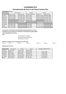 Calendrier - Ligue de Paris de Tennis