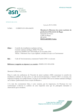 29/11/2016 Lettre de suite d`inspection Pr&eacute;l&egrave;vement d`eau et