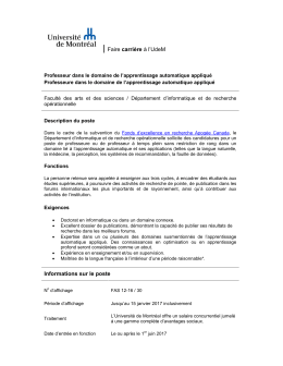 |Faire carrière à l`UdeM Informations sur le poste
