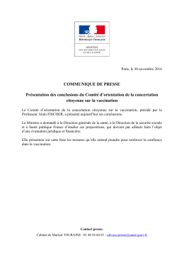 COMMUNIQUE DE PRESSE Pr&eacute;sentation des conclusions du