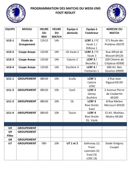 PROGRAMMATION DES MATCHS DU WEEK