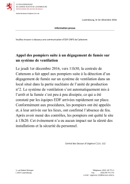 Appel des pompiers suite à un dégagement de fumée sur