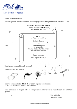 Quelques pr&eacute;cisions sur le menu
