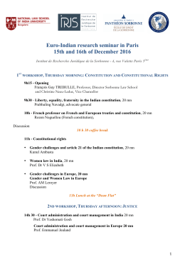Euro-Indian research seminar in Paris 15th and 16th of