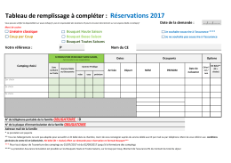 Tableau de remplissage à compléter : Réservations 2017