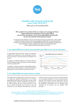 L`équilibre offre-demande d`électricité pour l`hiver