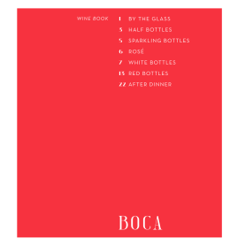 1 by the glass 3 half bottles 5 sparkling bottles 6 ros&eacute; 7 white