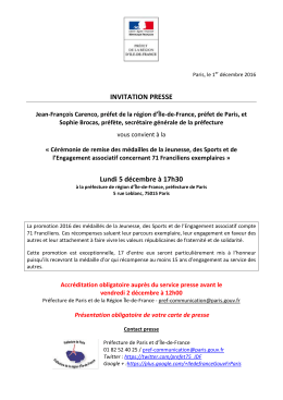 Cérémonie de remise des médailles de la Jeunesse, des Sports et de l