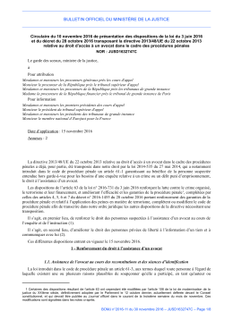 Circulaire du 10 novembre 2016