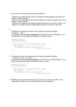 Exercices s&eacute;ance 1