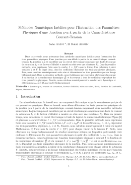 Méthodes Numériques Inédites pour l`Extraction des Paramètres