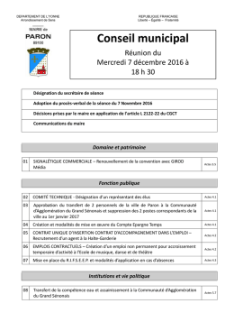 Ordre du jour - Mairie de PARON