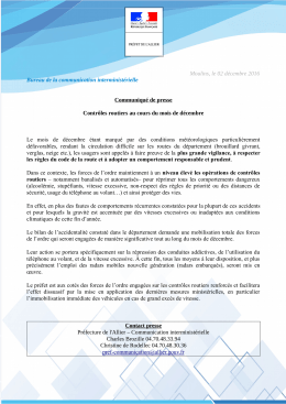 renforcement des contrôles routiers en décembre