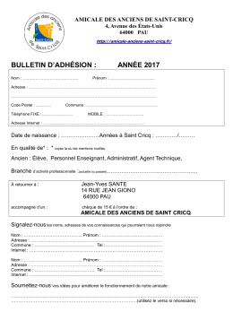 bulletin d`adhésion : année 2017 - Amicale des anciens de Saint