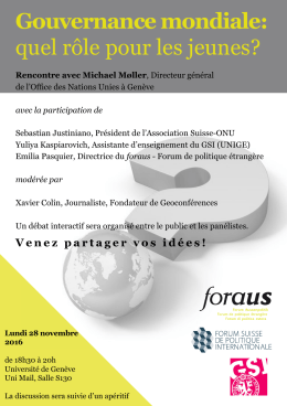Gouvernance mondiale: quel r&ocirc;le pour les jeunes?