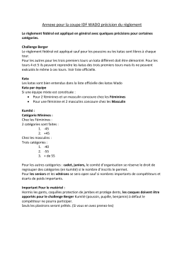 Annexe pour la coupe IDF WADO pr&eacute;cision du r&egrave;glement