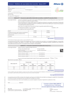 Annexe 2 : Bulletins de souscription des Licenciés - Saison