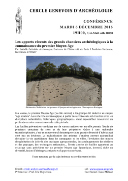 CERCLE GENEVOIS D`ARCHÉOLOGIE