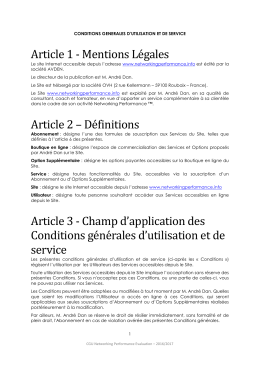 Conditions g&eacute;n&eacute;rales