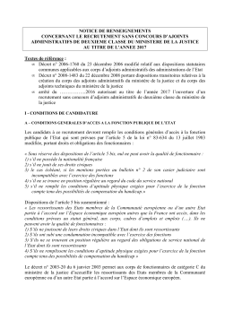 notice de renseignements - Justice / M&eacute;tiers et concours