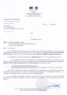 Les candidatures devront &ecirc;tre adress&eacute;es &agrave; l