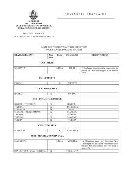 Liste des PV de Dirécole 2017 - Direction Générale de l`Education et