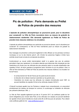 Pic de pollution : Paris demande au Préfet de Police de prendre des