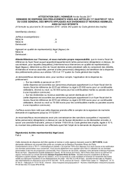 ATTESTATION SUR L`HONNEUR Année fiscale 2017 DEMANDE