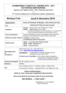 Annonce officielle du tournoi
