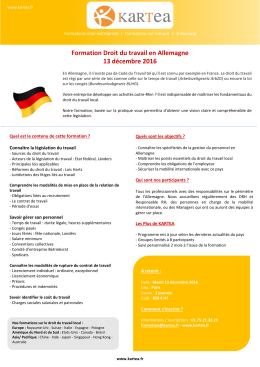 Formation Droit du travail en Allemagne 13 d&eacute;cembre 2016