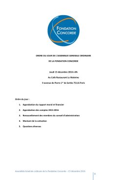 1 ORDRE DU JOUR DE L`ASSEMBLEE GENERALE ORDINAIRE