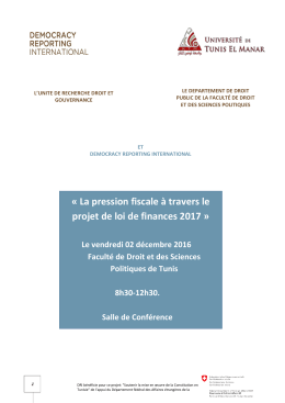 Journée d`étude : « La pression fiscale à travers le projet de loi de