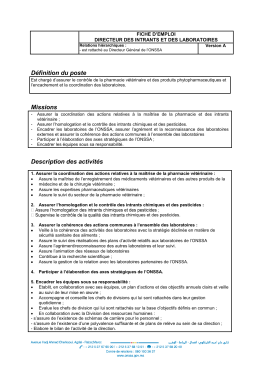 Fiche d`emploi du Directeur des Intrants et des Laboratoires