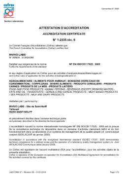 ATTESTATION D`ACCREDITATION N&deg; 1-2335 r&eacute;v. 6