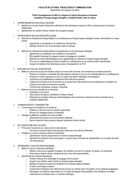 FACULT&Eacute; DE LETTRES, TRADUCTION ET COMMUNICATION