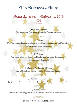 Menu St Sylvestre - Restaurant La Duchesse Anne - Saint-Malo