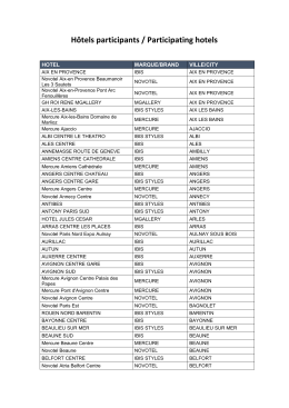 Liste des h&ocirc;tels participants