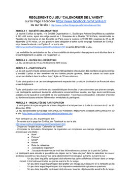 ​REGLEMENT DU JEU *CALENDRIER DE L`AVENT* sur la Page