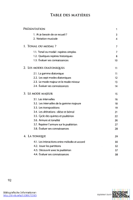 TABLE DES MATIÈRES