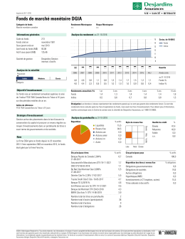 March&eacute; mon&eacute;taire DGIA - Desjardins Assurance Vie