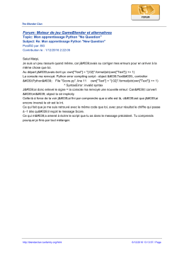 Forum: Moteur de jeu GameBlender et alternatives