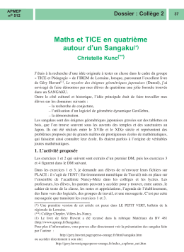 Maths et TICE en quatrième autour d`un Sangaku(*)