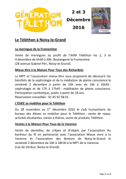 2 et 3 D&eacute;cembre 2016 Le T&eacute;l&eacute;thon &agrave; Noisy-le