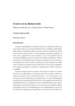 Croire en la d&eacute;mocratie