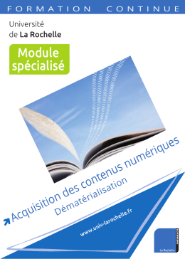 Contenu de la formation - Universit&eacute; de La Rochelle