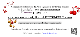 OUVERT LES DIMANCHES 4, 11 et 18 DECEMBRE à midi