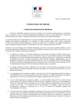 COMMUNIQUE DE PRESSE Comité Interministériel du Handicap