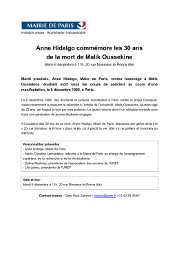 Anne Hidalgo commémore les 30 ans de la mort de Malik