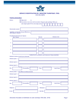 Demande d`inscription et d`attribution du code num&eacute;rique TIDS