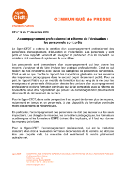 COMMUNIQU&Eacute; de PRESSE - Sgen-CFDT